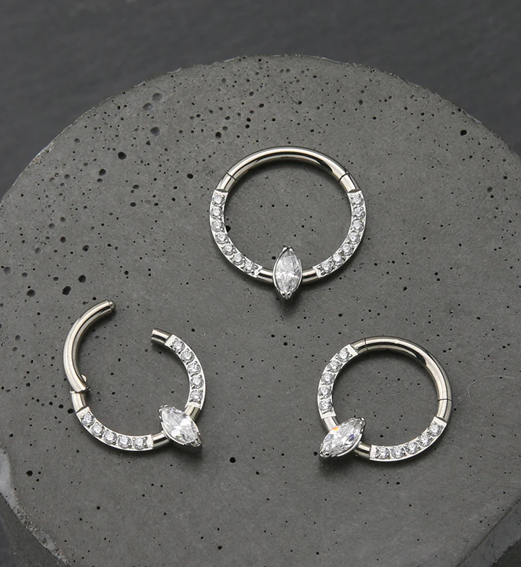 Bauble Clear CZ Titanium Hinged Segment Ring - Image 2