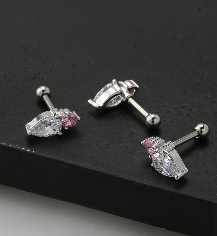 Bauble Pink CZ Cartilage Barbell - Image 2