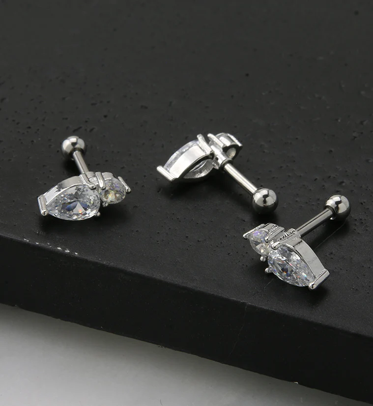 Bauble Rainbow Aurora CZ Cartilage Barbell - Image 2