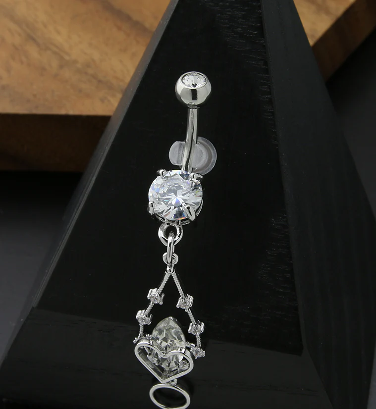 Beacon Clear CZ Stainless Steel Belly Button Ring - Image 2