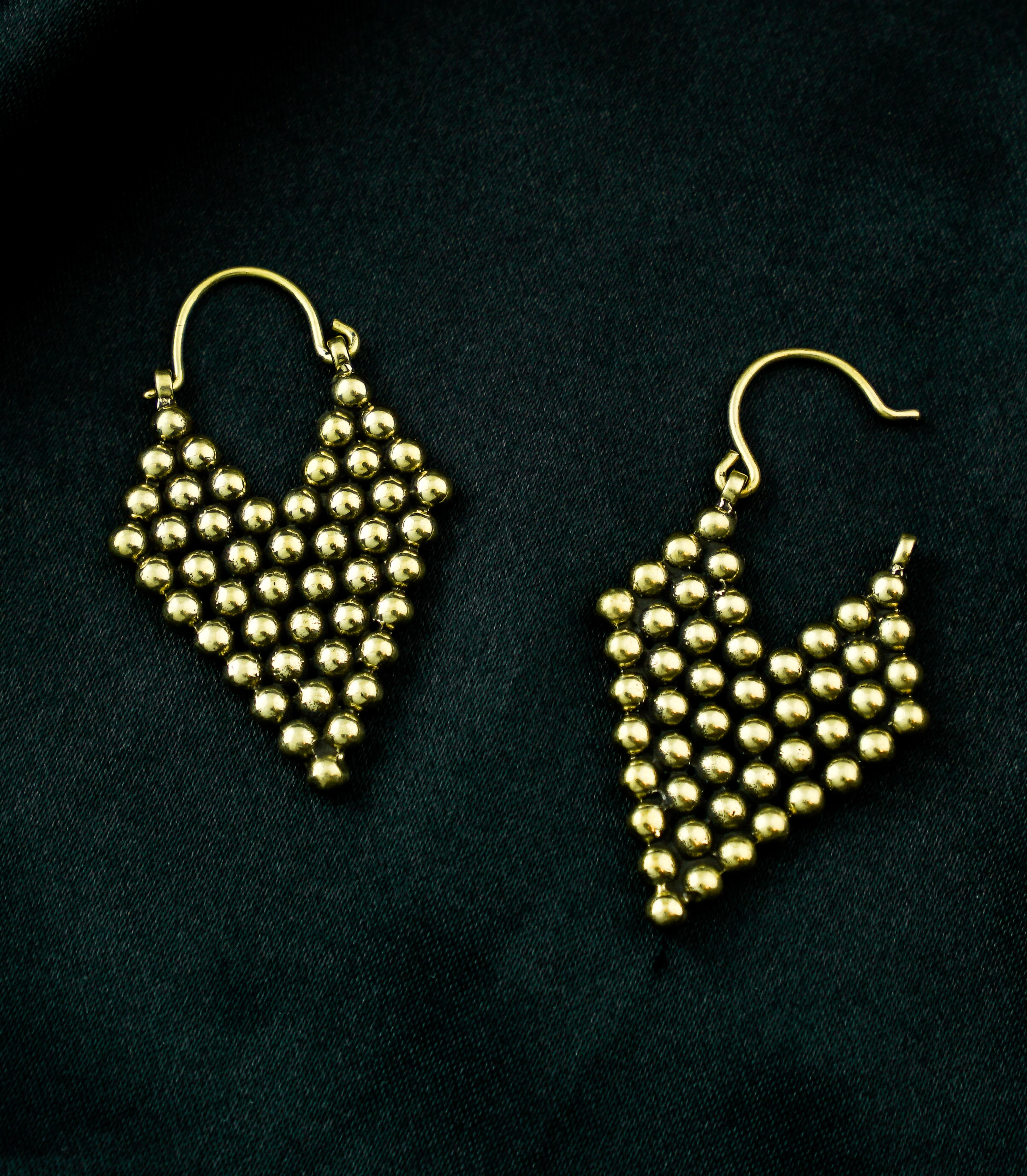 Beaded Apex Brass Hinged Hangers/Earrings - Image 2