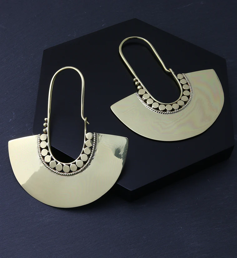 Beaded Arc Brass Hangers / Earrings - Image 2