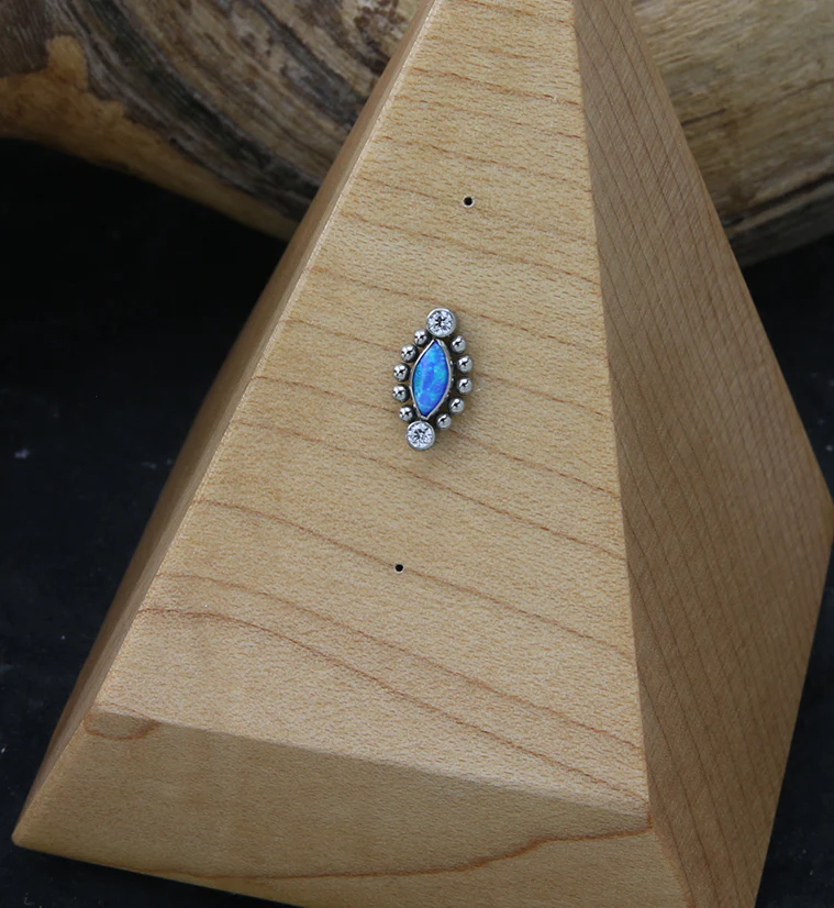 Beaded Empress Blue Opalite Threadless Titanium Top - Image 2