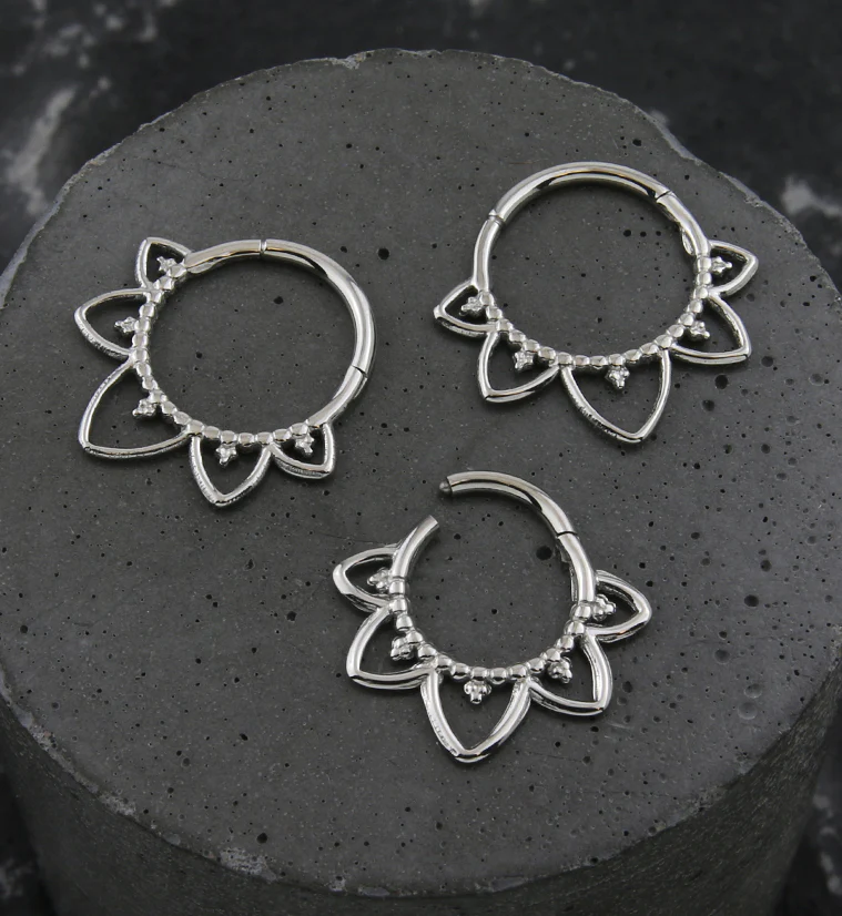 Beaded Flower Trace Hinged Segment Ring - Image 2