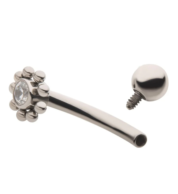 Beaded Gem Center Titanium Curved Barbell - Image 2