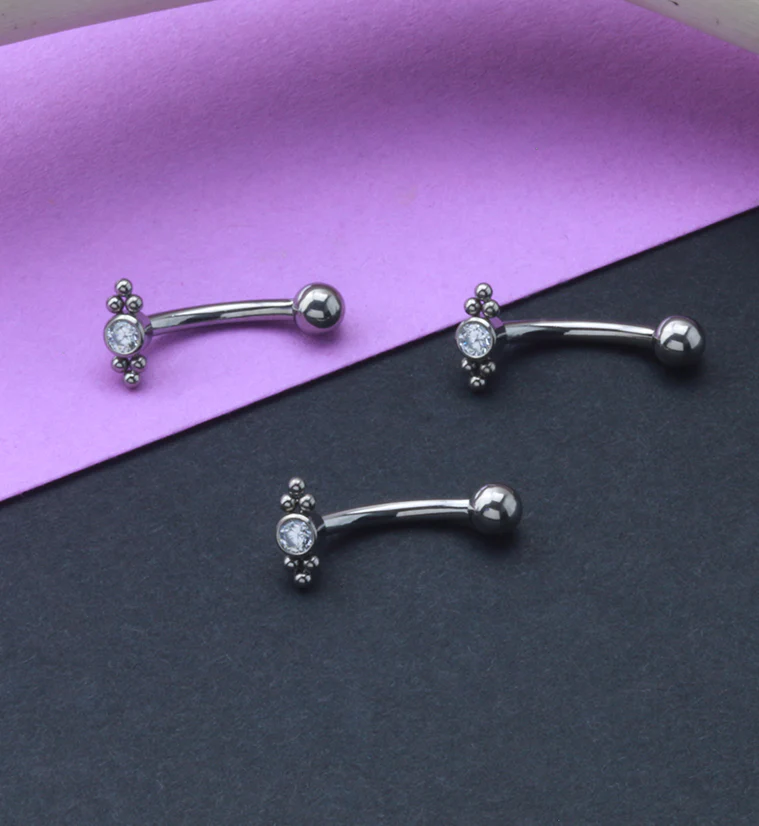 Beaded Ovate Titanium Curved Barbell - Image 3