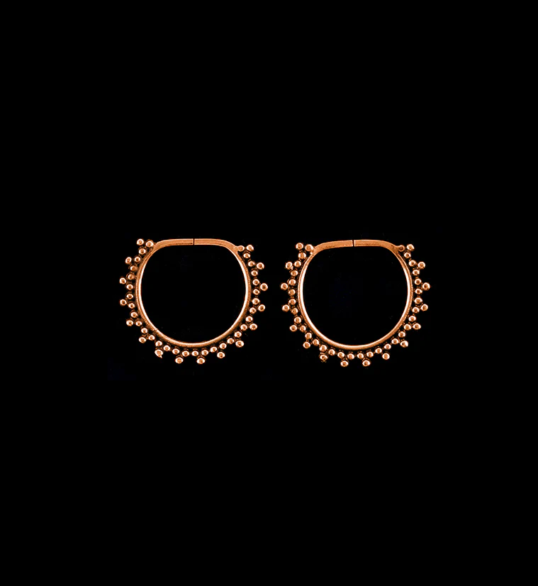 Beaded Rose Gold Annealed Plug Hoops