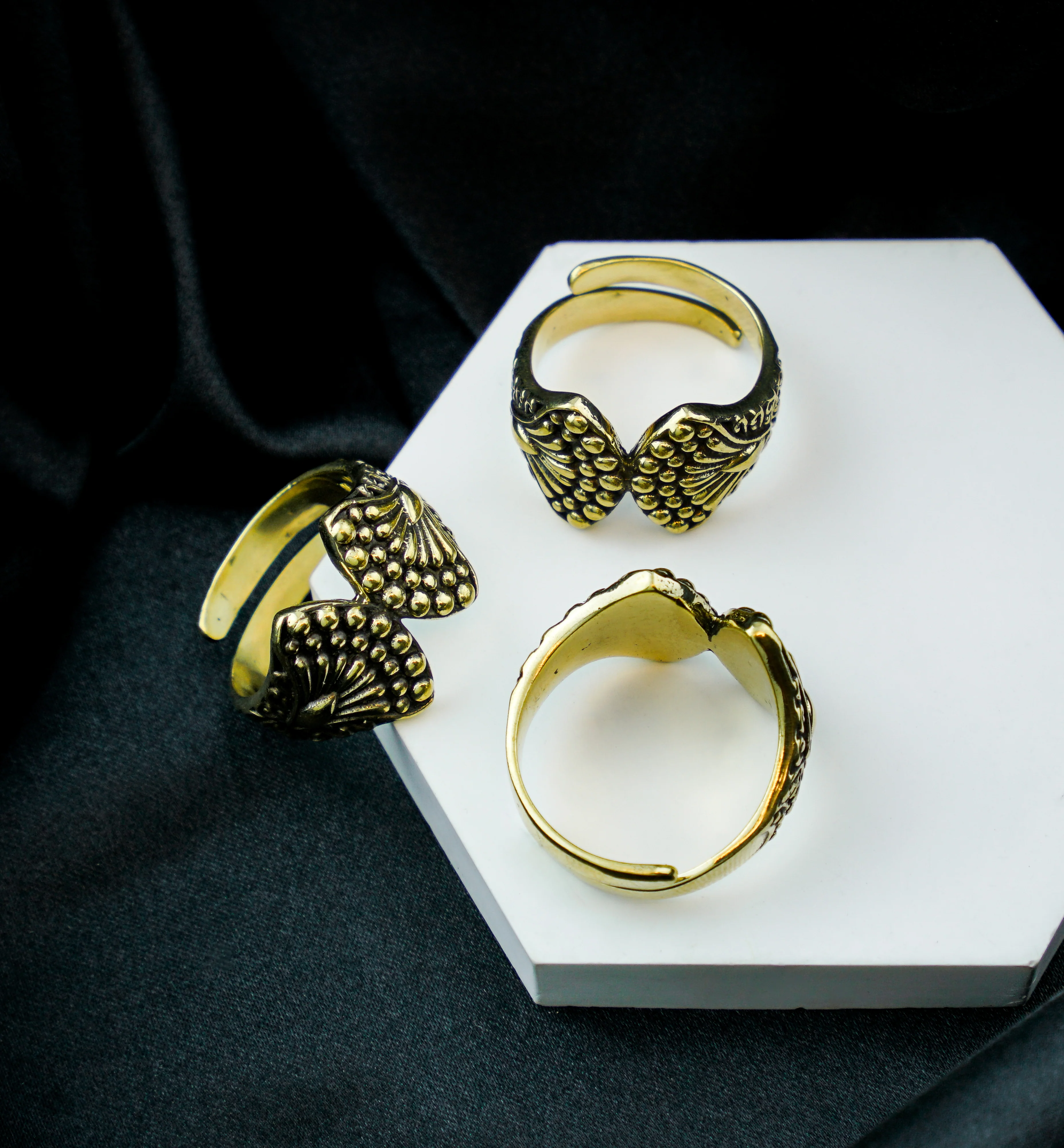 Beaded Sea Shell Brass Ring - Image 2