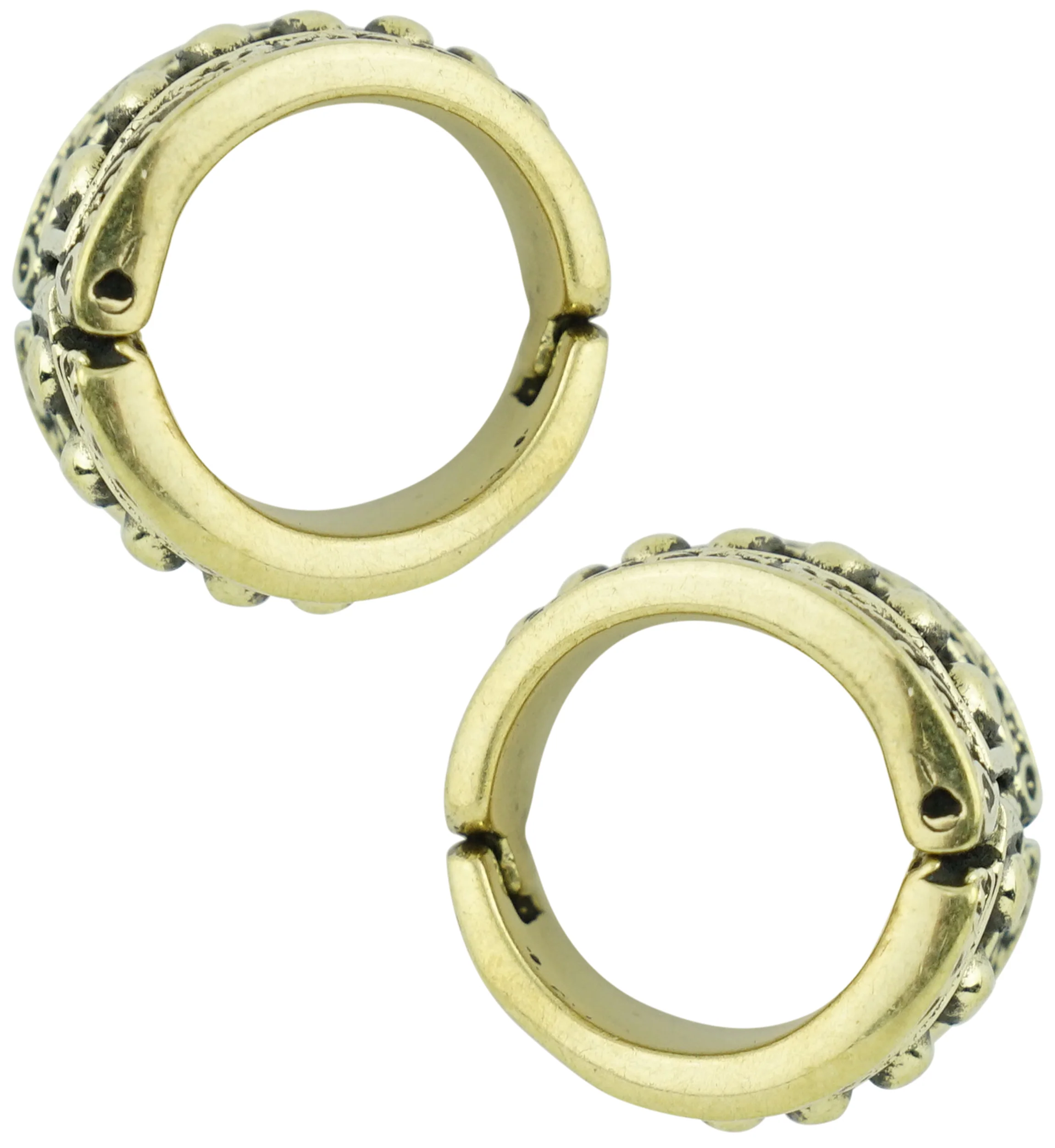 Beaded Shield Brass Hinged Stretched Ear Cuffs - Image 3