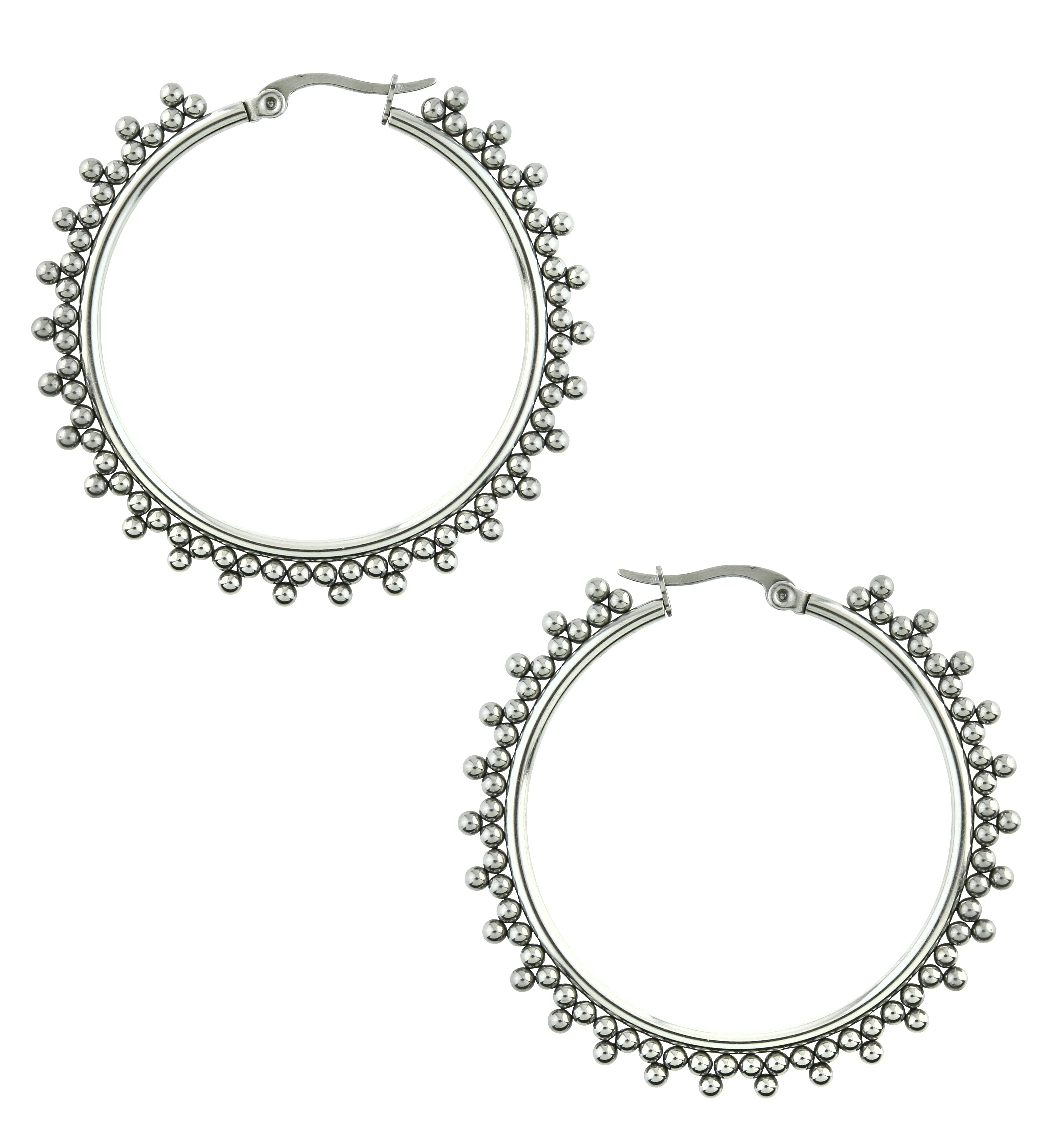 Beaded Stainless Steel Hangers - Earrings - Image 2