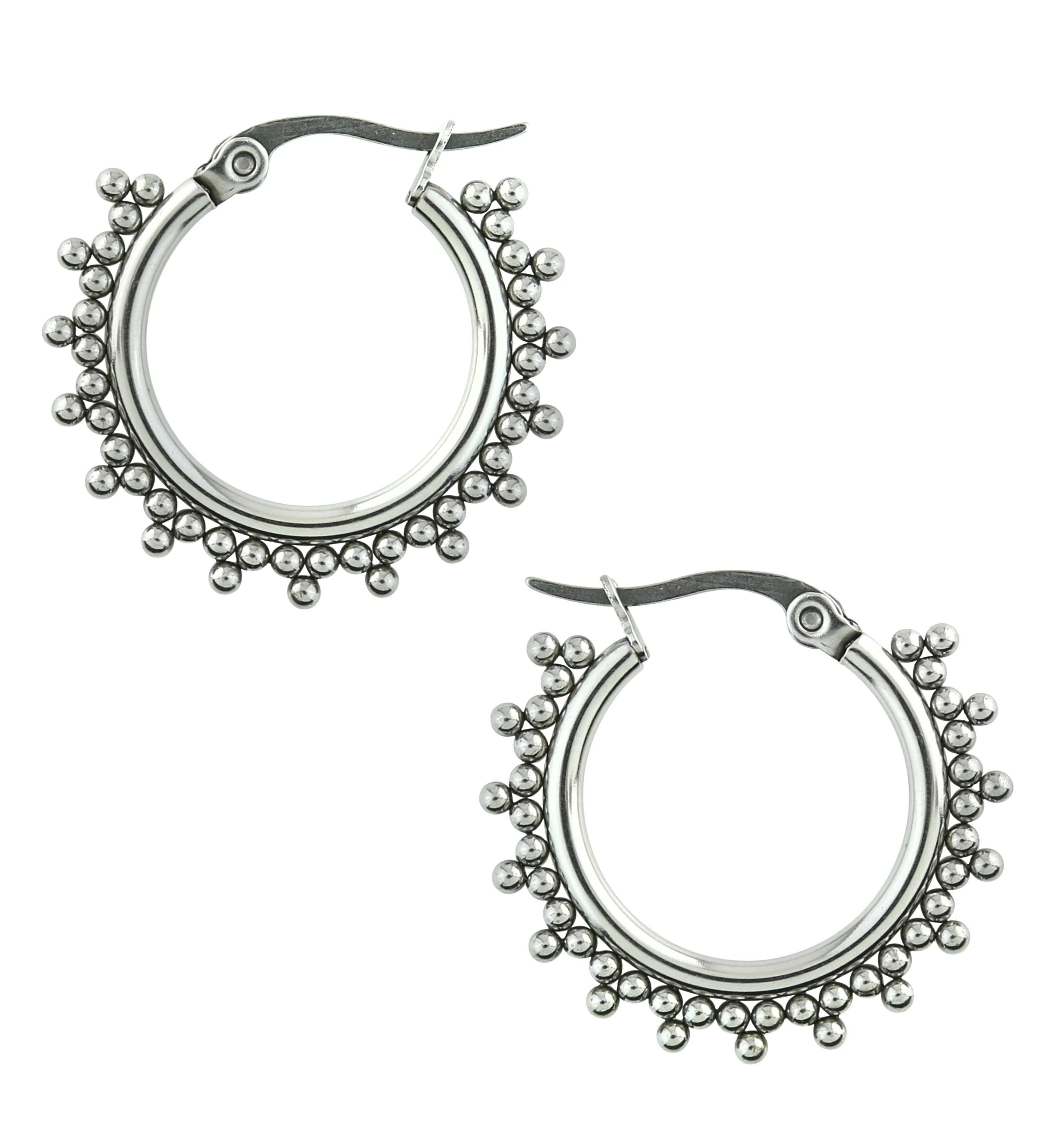 Beaded Stainless Steel Hangers - Earrings - Image 3