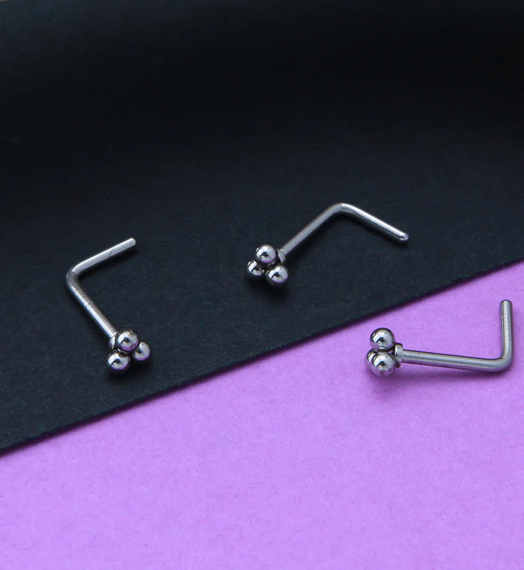Beaded Triad L Bend Nose Stud - Image 2