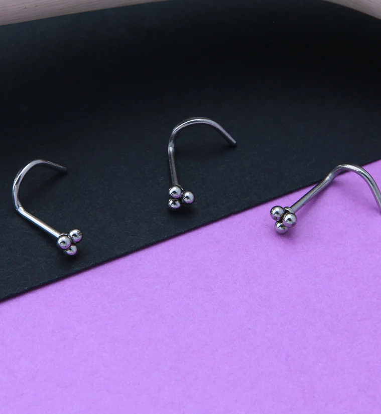 Beaded Triad Nose Screw Ring - Image 2