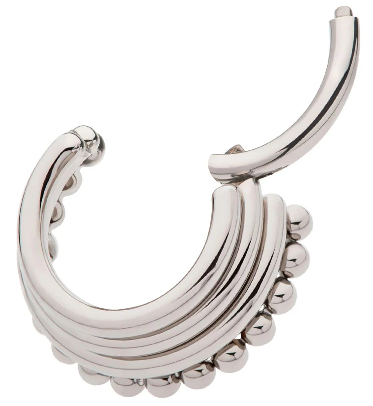 Beaded Triple Band Titanium Hinged Segment Ring - Image 3