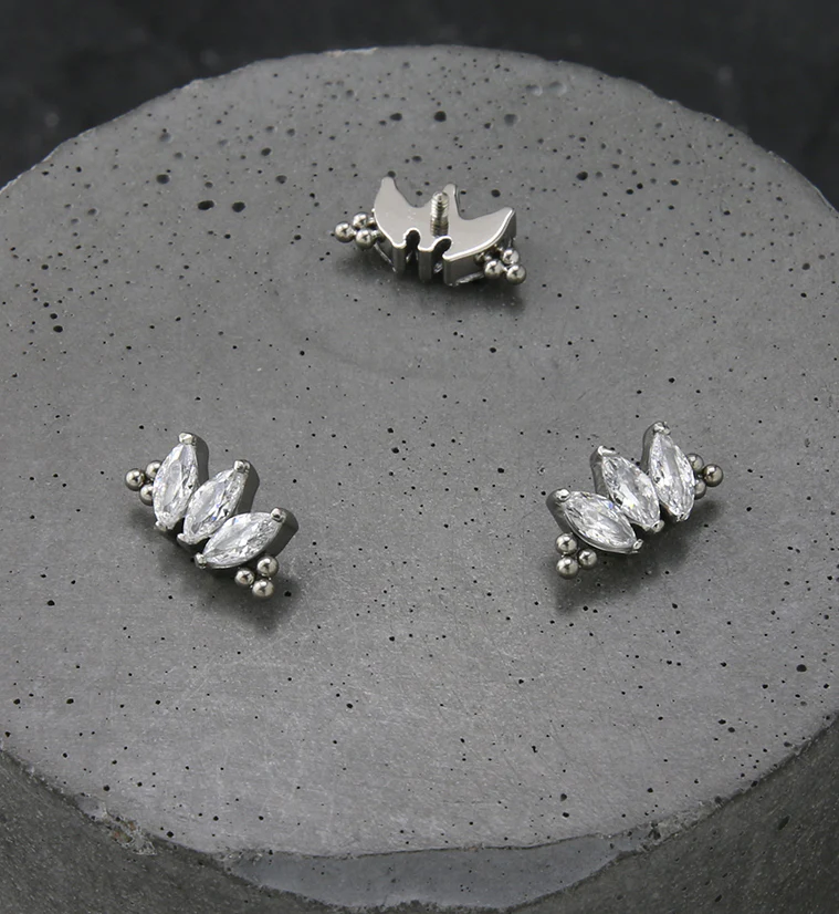 Beaded Triple Empress CZ Internally Threaded Titanium Top - Image 2