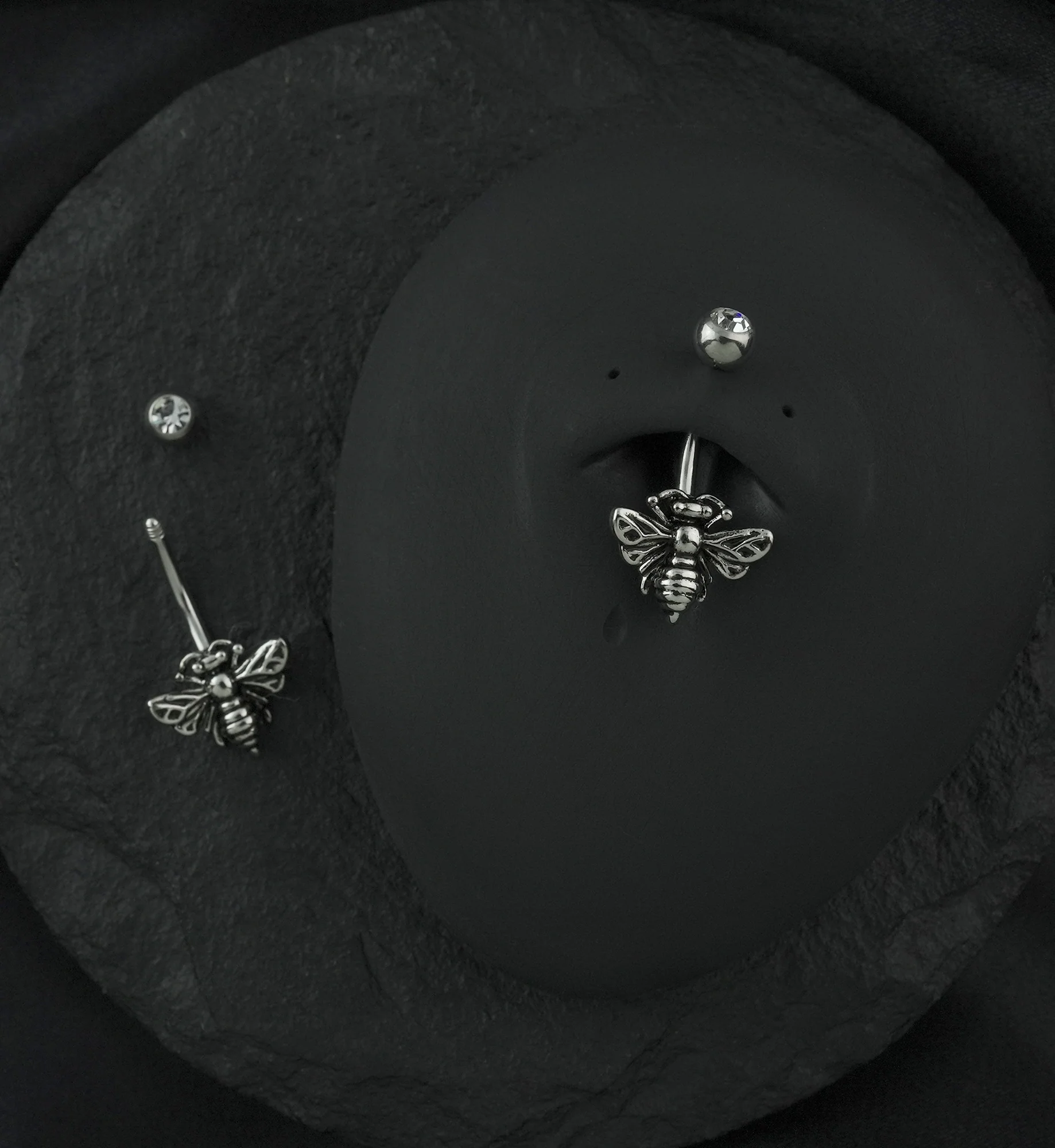 Bee Clear CZ Stainless Steel Belly Button Ring - Image 2