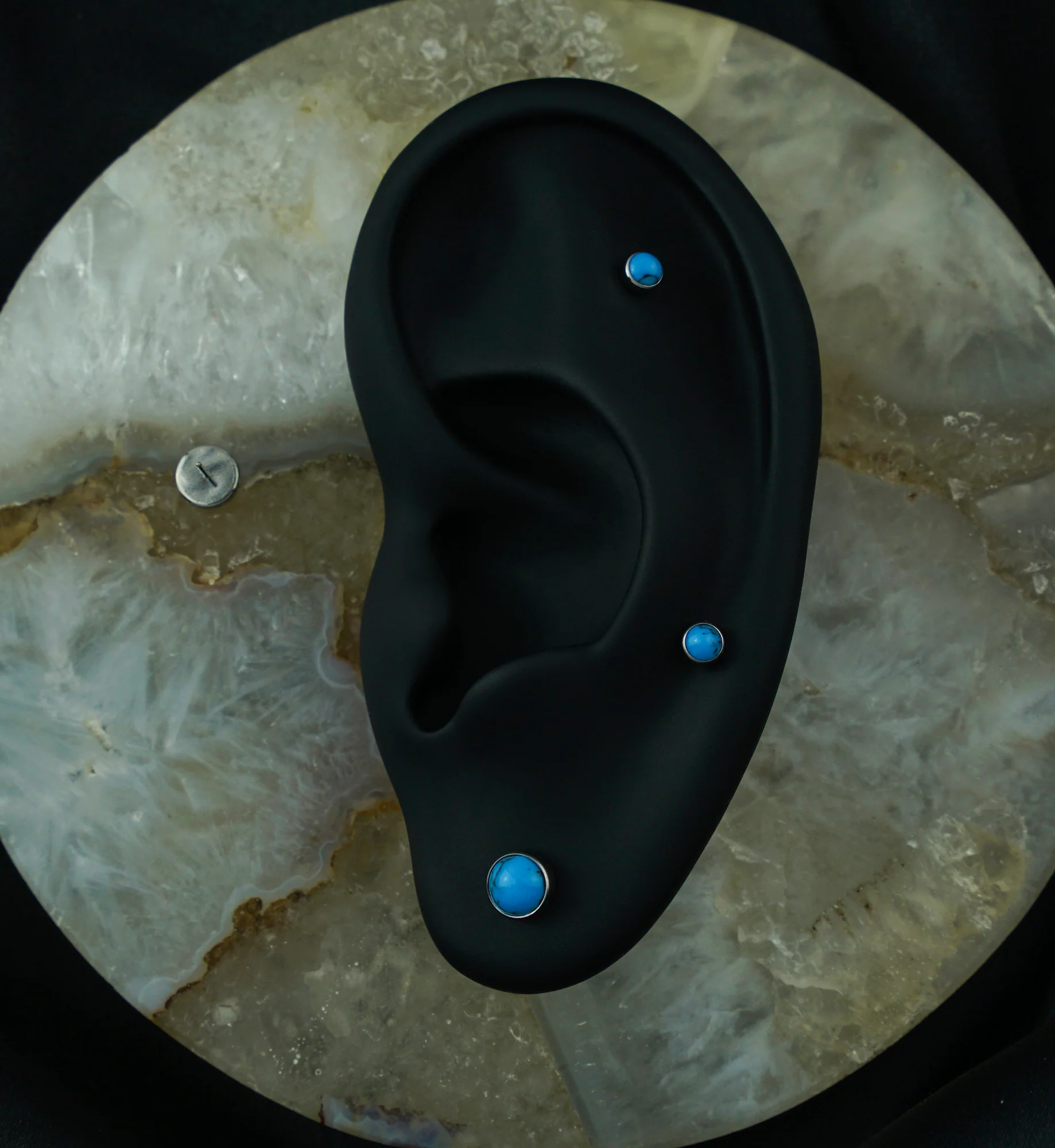 Bezel Howlite Turquoise Stone Titanium Threadless Top - Image 2