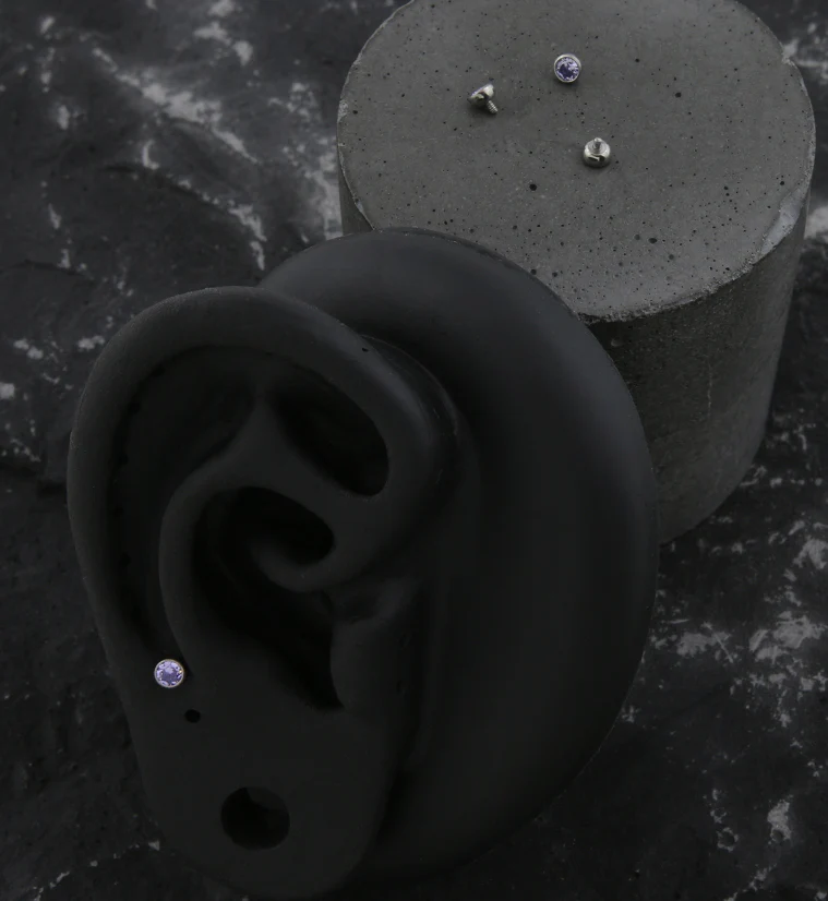 Bezel Purple CZ Titanium Internally Threaded Top - Image 2