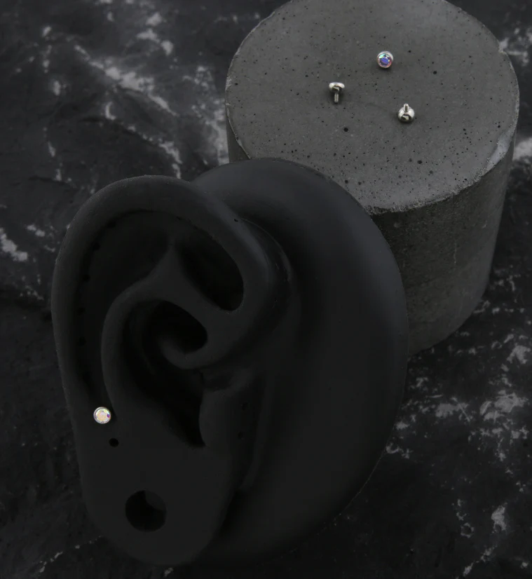 Bezel Rainbow Aurora CZ Titanium Internally Threaded Top - Image 2
