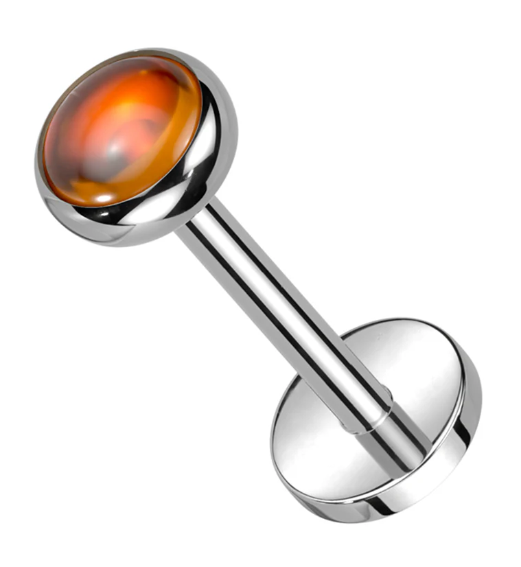 Bezel Red Onyx Stone Threadless Titanium Labret