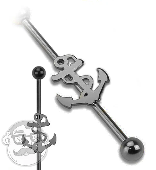 Black Anchor Industrial Stainless Steel Barbell - Image 2