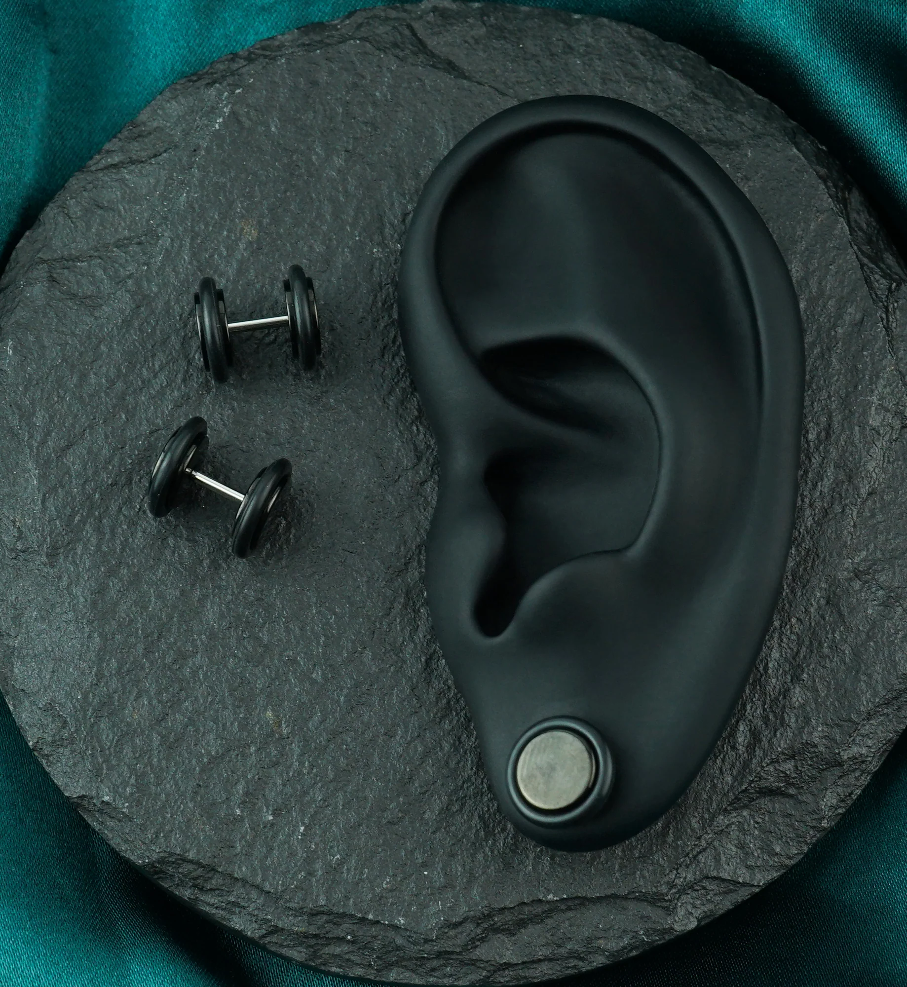 Black Anodized Stainless Steel Fake Plugs - Image 2