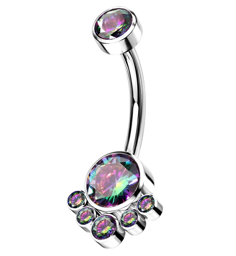 Black Aurora CZ Cluster Titanium Belly Button Ring