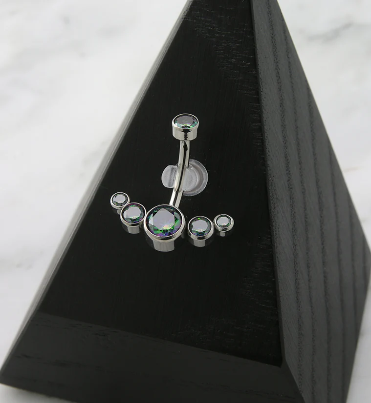 Black Aurora CZ Truce Titanium Belly Button Ring - Image 2