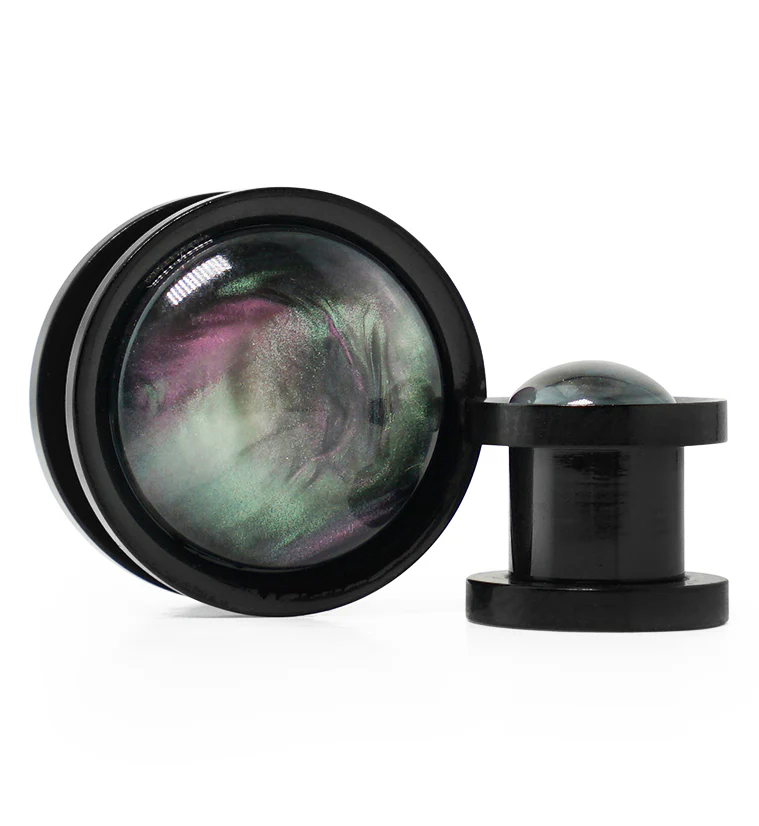 Black Aurora Shell Stainless Steel Plugs