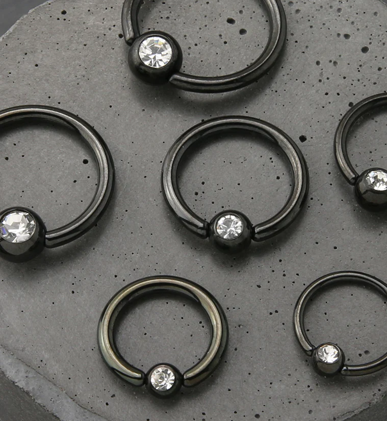 Black PVD Clear CZ Captive Ring - Image 2