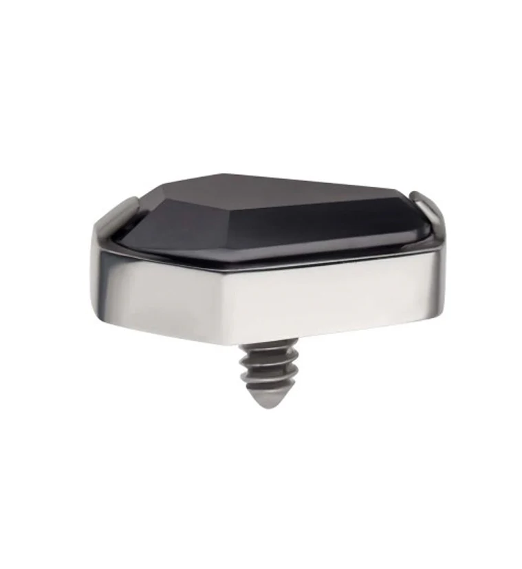 Black CZ Coffin Titanium Internally Threaded Top - Image 2