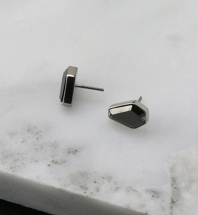Black CZ Coffin Titanium Threadless Top - Image 2