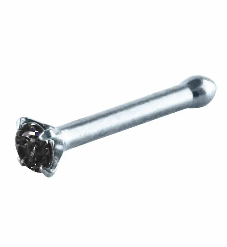 Black CZ Prong Set Titanium Nosebone