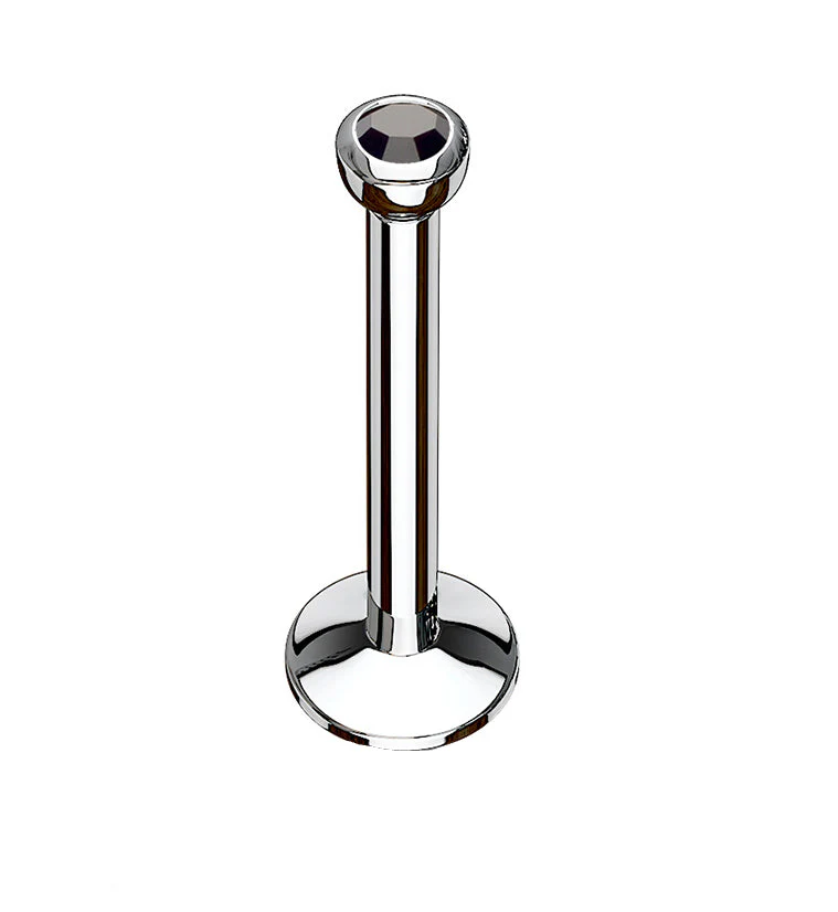 Black CZ Stainless Steel Internally Threaded Labret