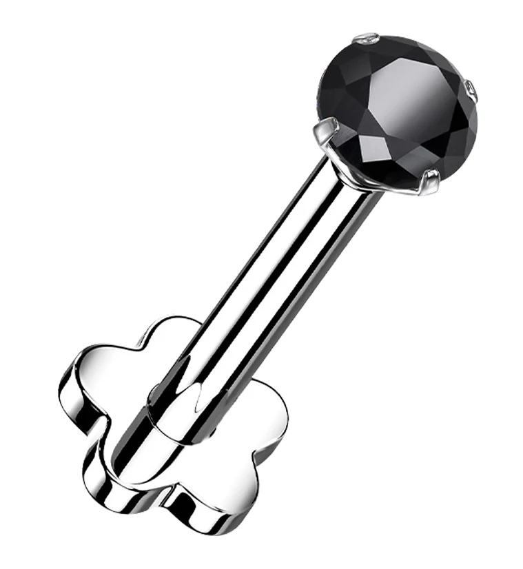 Black CZ Titanium Threadless Labret