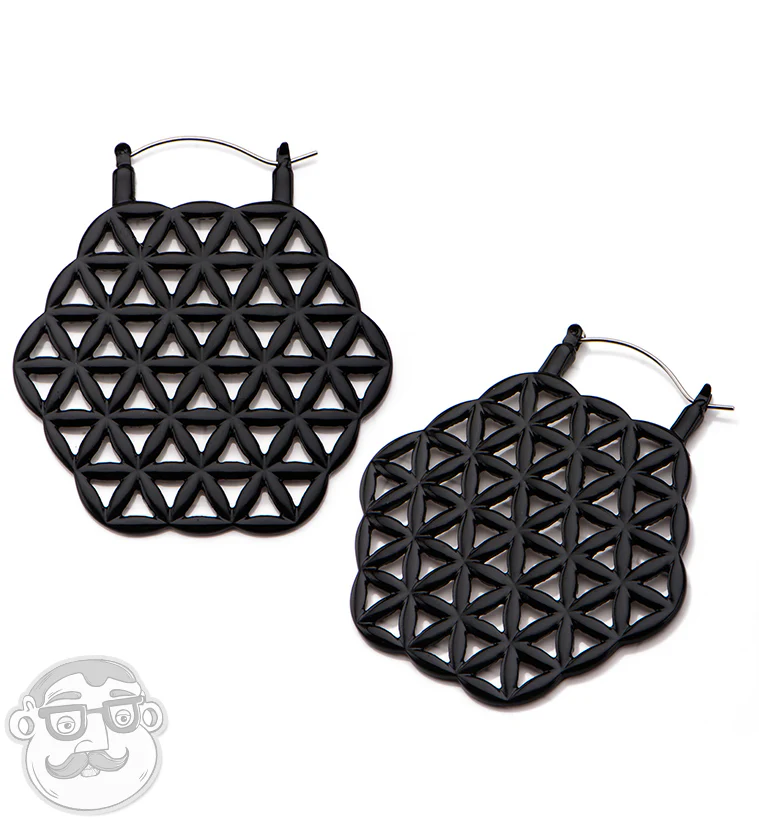 Black Geometric Plug Hoops