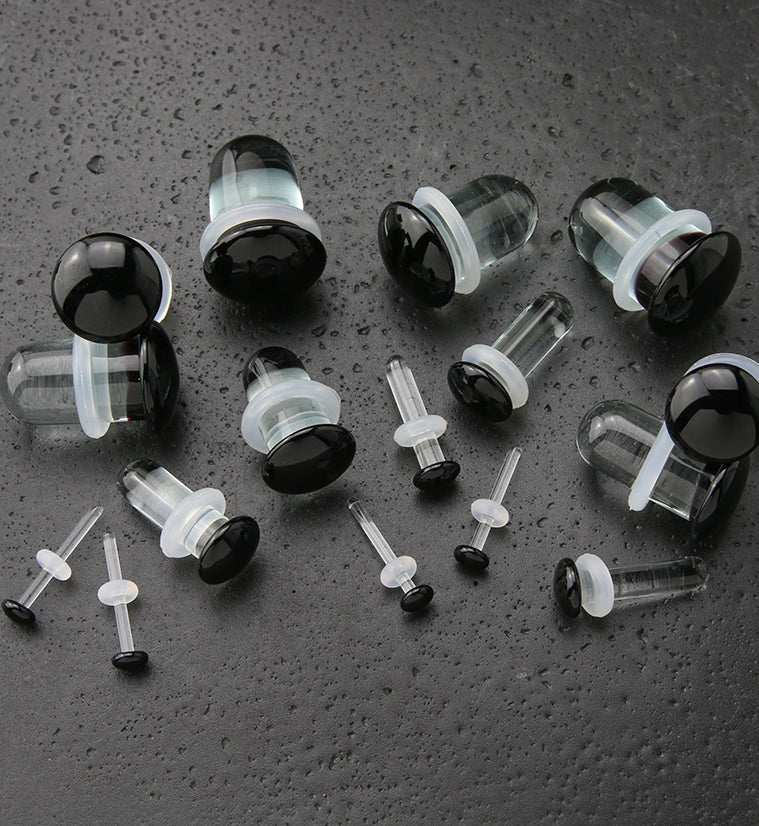 Black Glass Plugs - Single Flare - Image 2