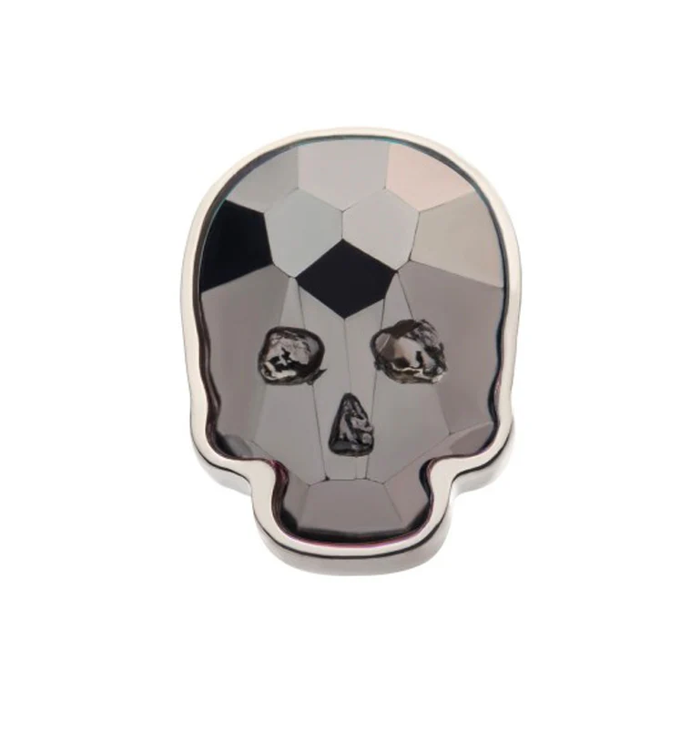 Black Glass Skull Titanium Threadless Top