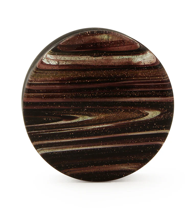 Black & Gold Glitz Glass Plugs - Image 3