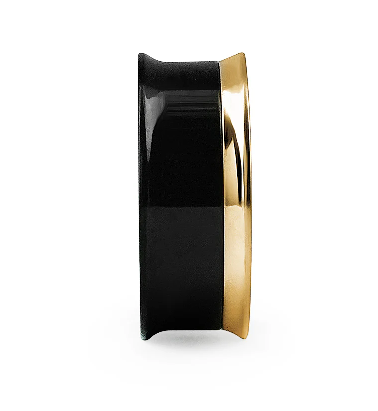 Black & Gold Internally Threaded Tunnel Plugs - Image 2