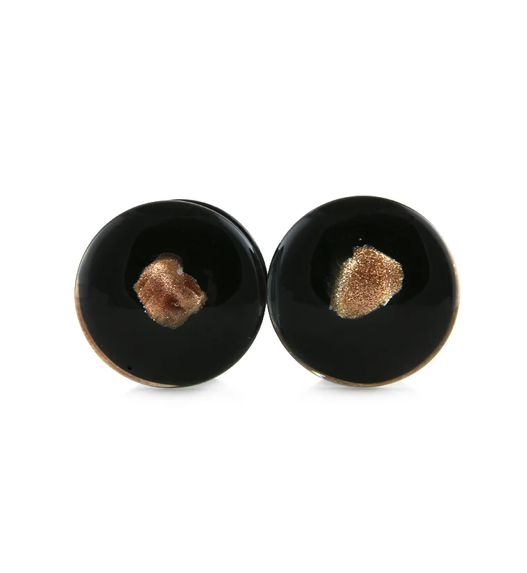 Black & Goldstone Glass Plugs - Image 3