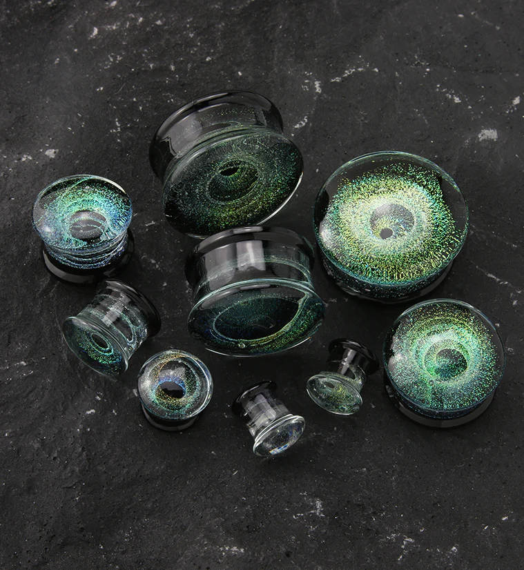 Black Interstellar Glass Double Flare Plugs - Image 2