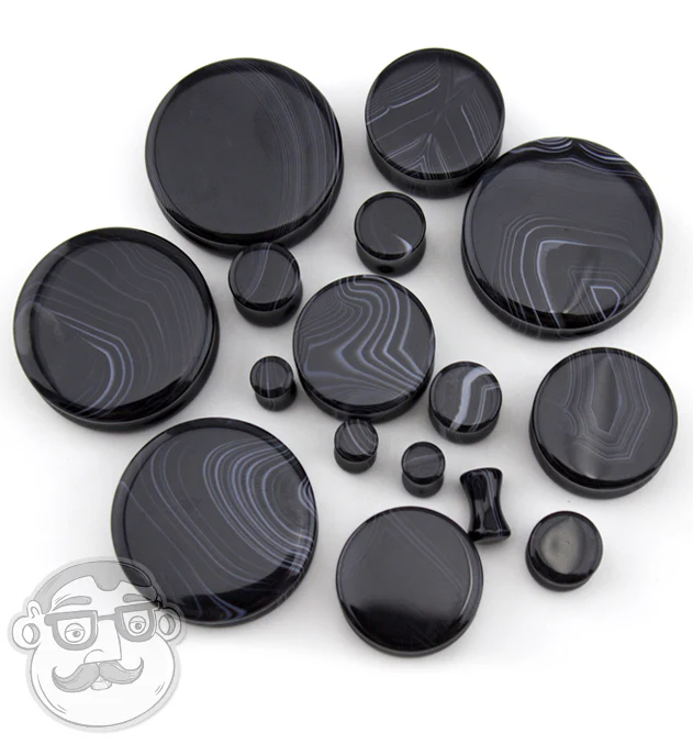 Black Line Agate Stone Plugs - Image 7