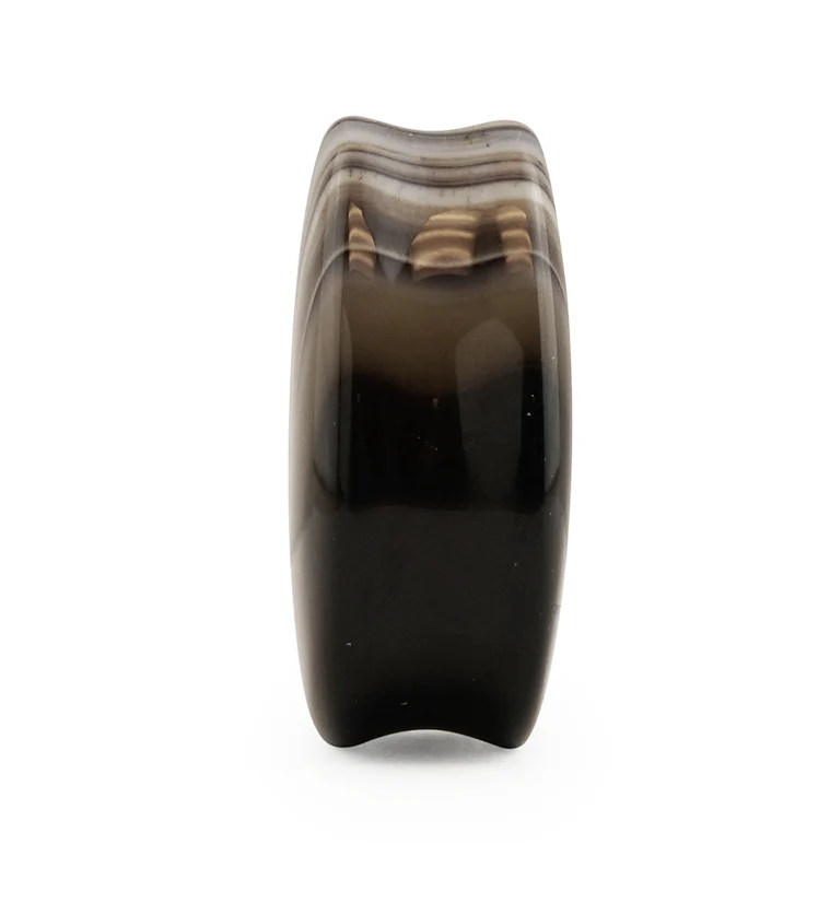 Black Line Agate Stone Teardrop Plugs - Image 5