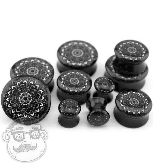 Black Mandala Flower Plugs - Image 2