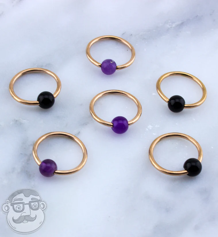 Black Obsidian Stone Captive Bead Ring - Image 2