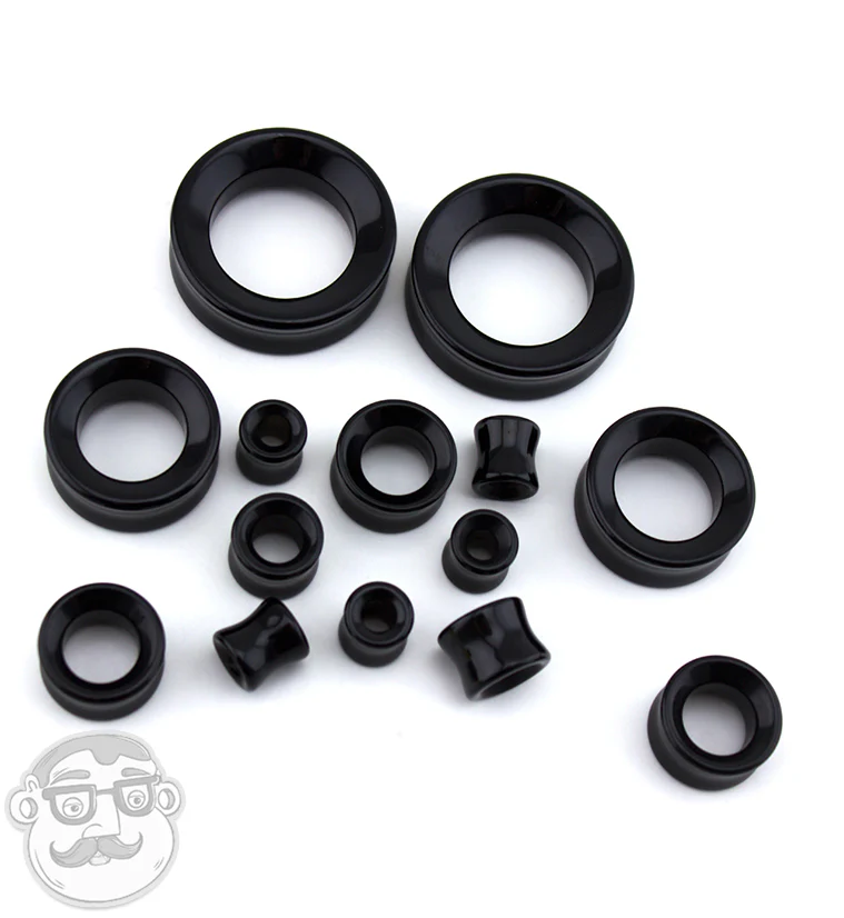 Black Obsidian Stone Double Flare Tunnels - Image 6