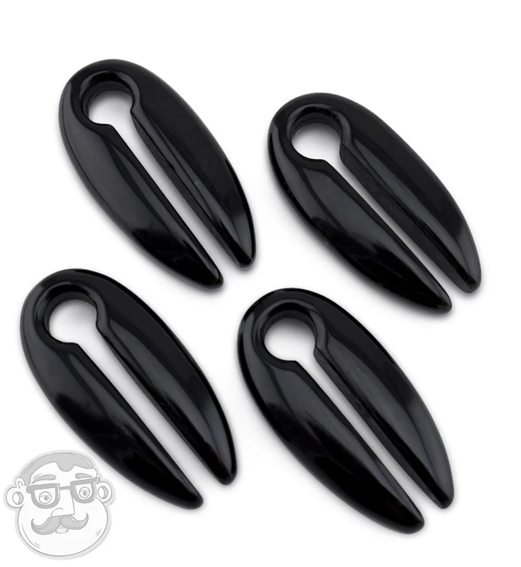 Black Obsidian Stone Keyhole Ear Weights - Image 3