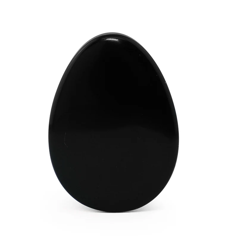 Black Obsidian Stone Teardrop Plugs - Image 4