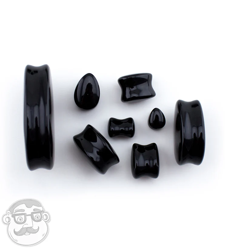 Black Obsidian Stone Teardrop Plugs - Image 5